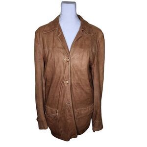Vintage 60s 70s Suede Hippie Shacket Jacket Womens Size XL Brown